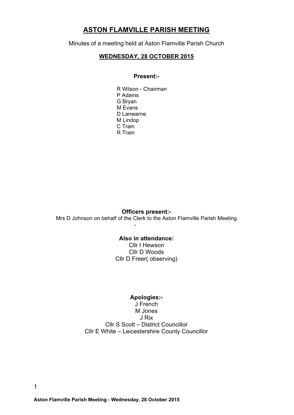 Aston Flamville Parish Meeting