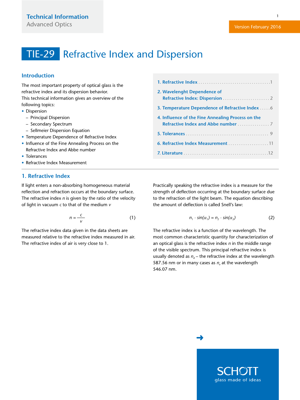 Refractive Index and Dispersion TIE-29