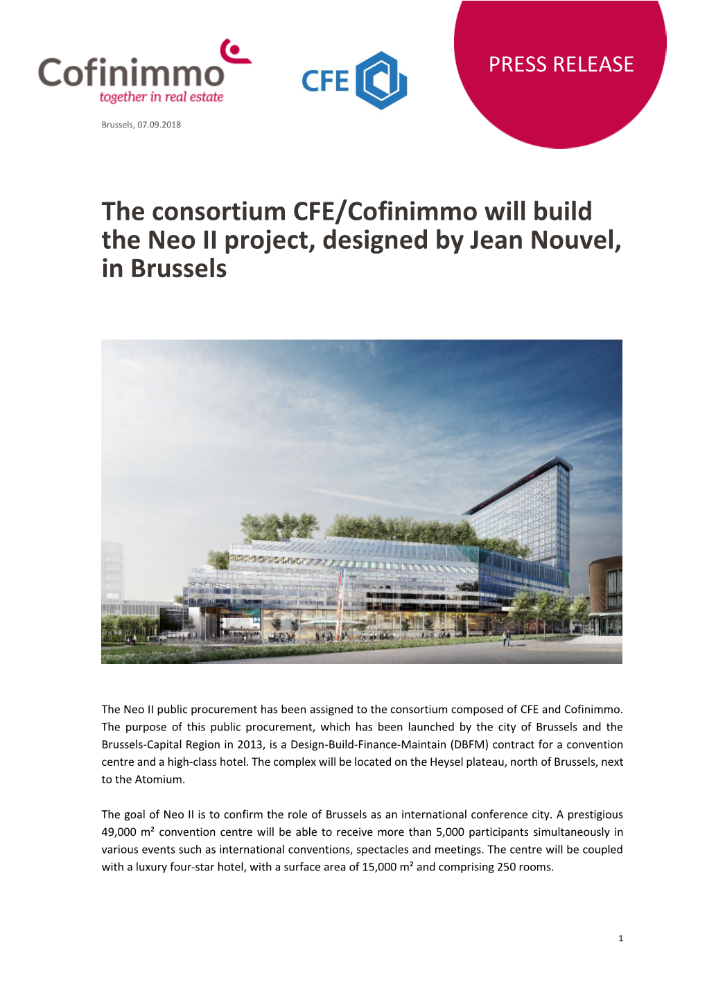 The Consortium CFE/Cofinimmo Will Build the Neo II Project, Designed by Jean Nouvel, in Brussels