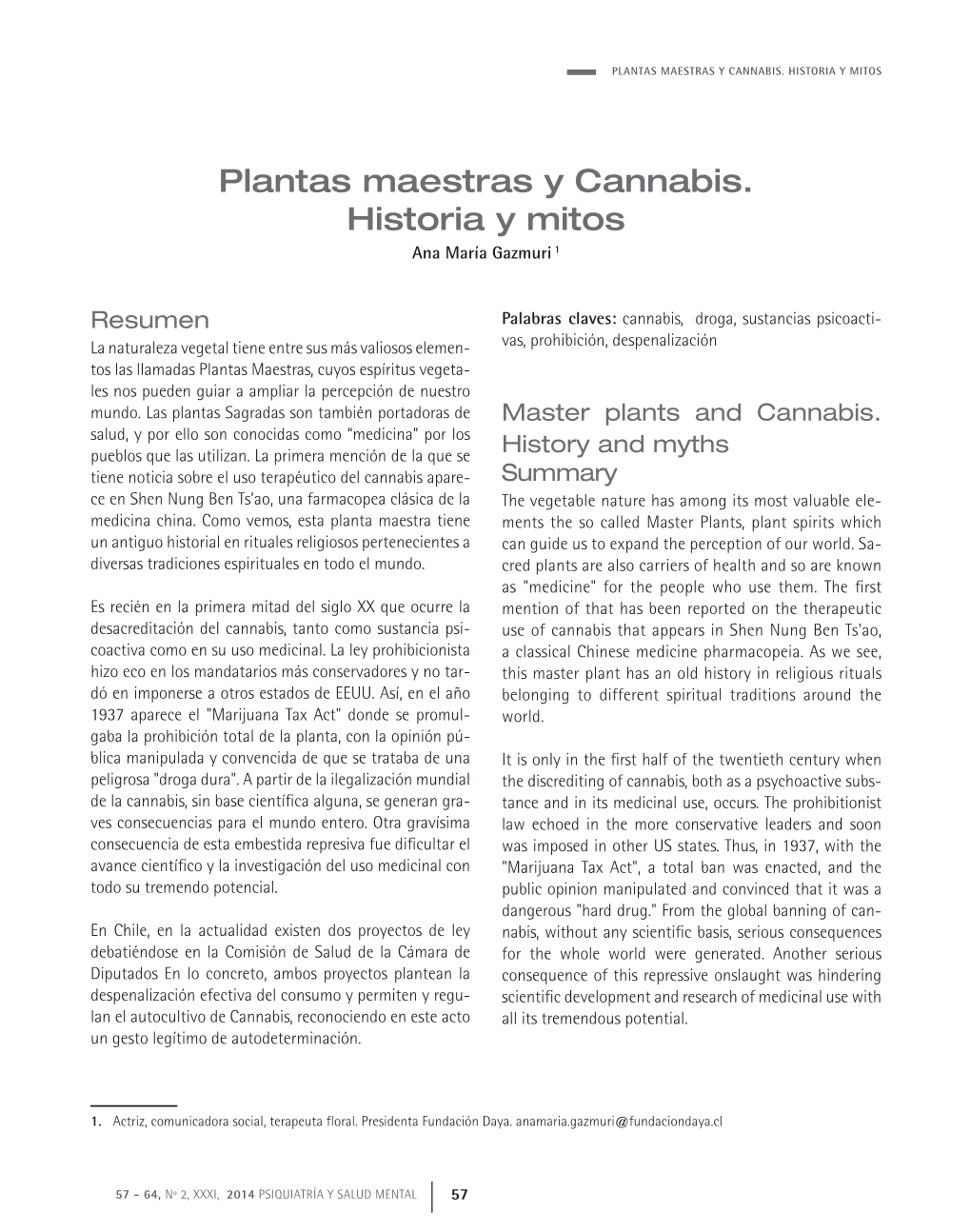 Plantas Maestras Y Cannabis. Historia Y Mitos