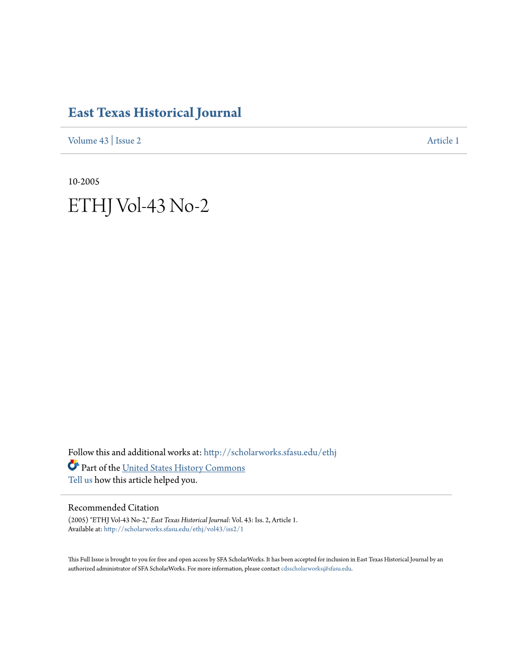 East Texas Historical Journal