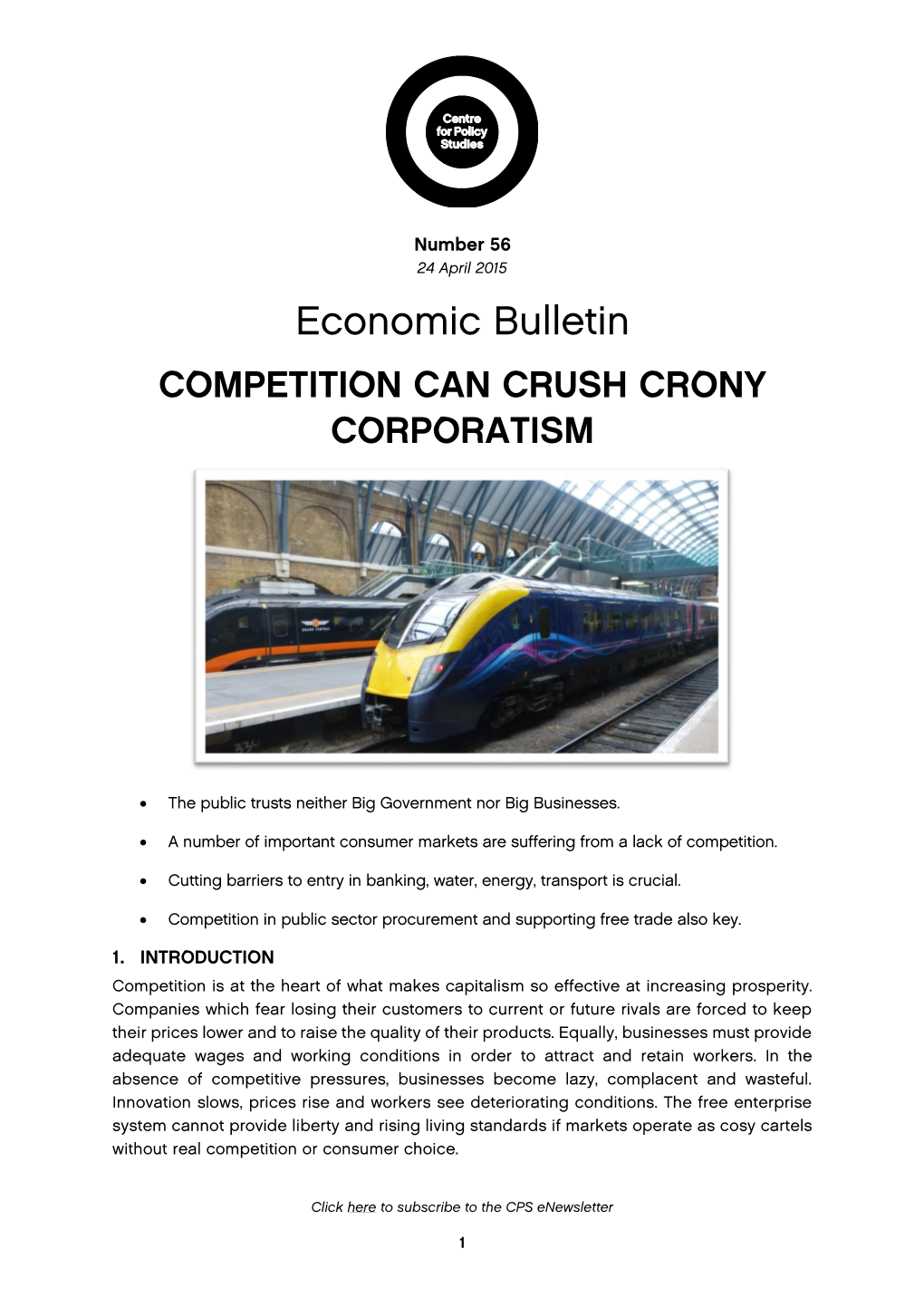 Economic Bulletin COMPETITION CAN CRUSH CRONY CORPORATISM