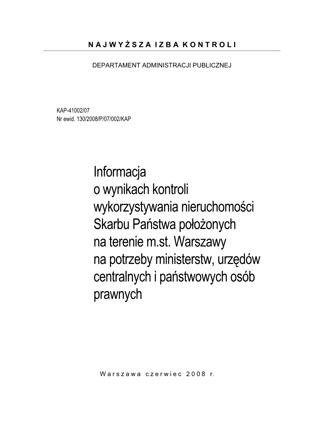 Informacja Nieruchomości Skarbu Państwa W Warszawie