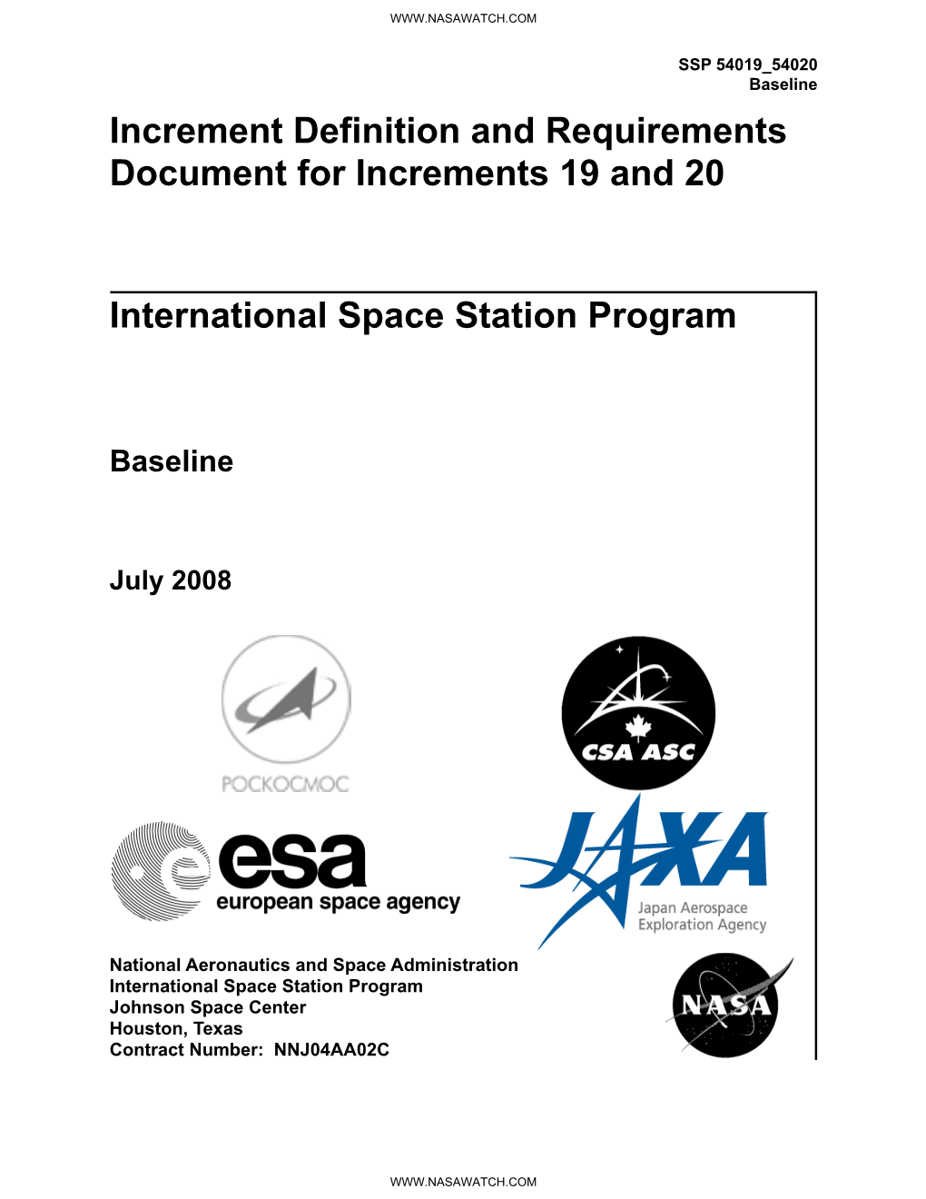 Increment Definition and Requirements Document for Increments 19 and 20