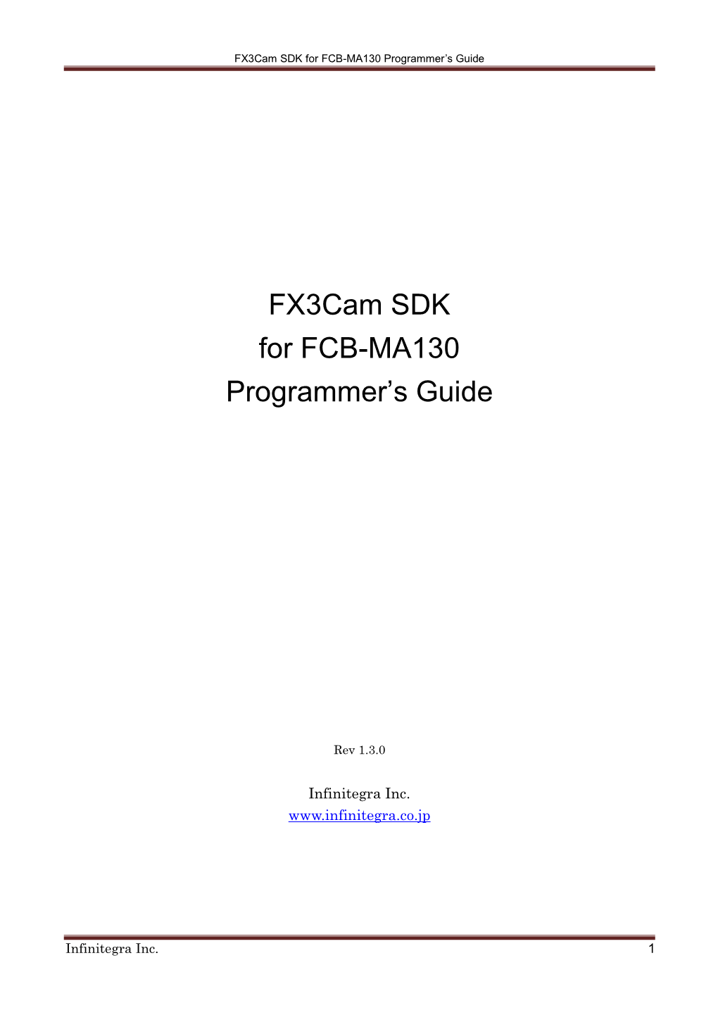 Fx3cam SDK for FCB-MA130 Programmer's Guide