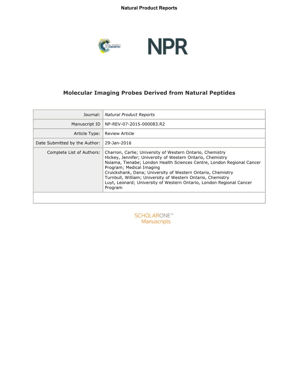 Molecular Imaging Probes Derived from Natural Peptides