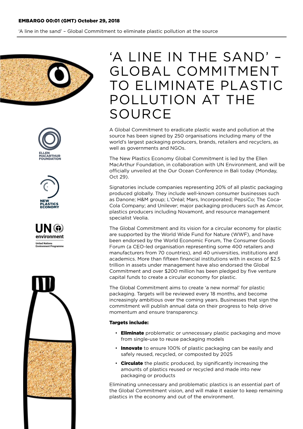 A Line in the Sand’ – Global Commitment to Eliminate Plastic Pollution at the Source