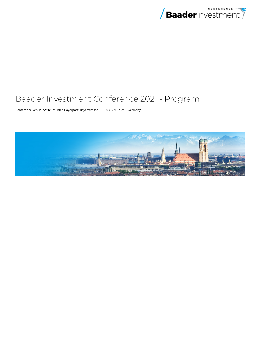 Baader Investment Conference 2021 - Program