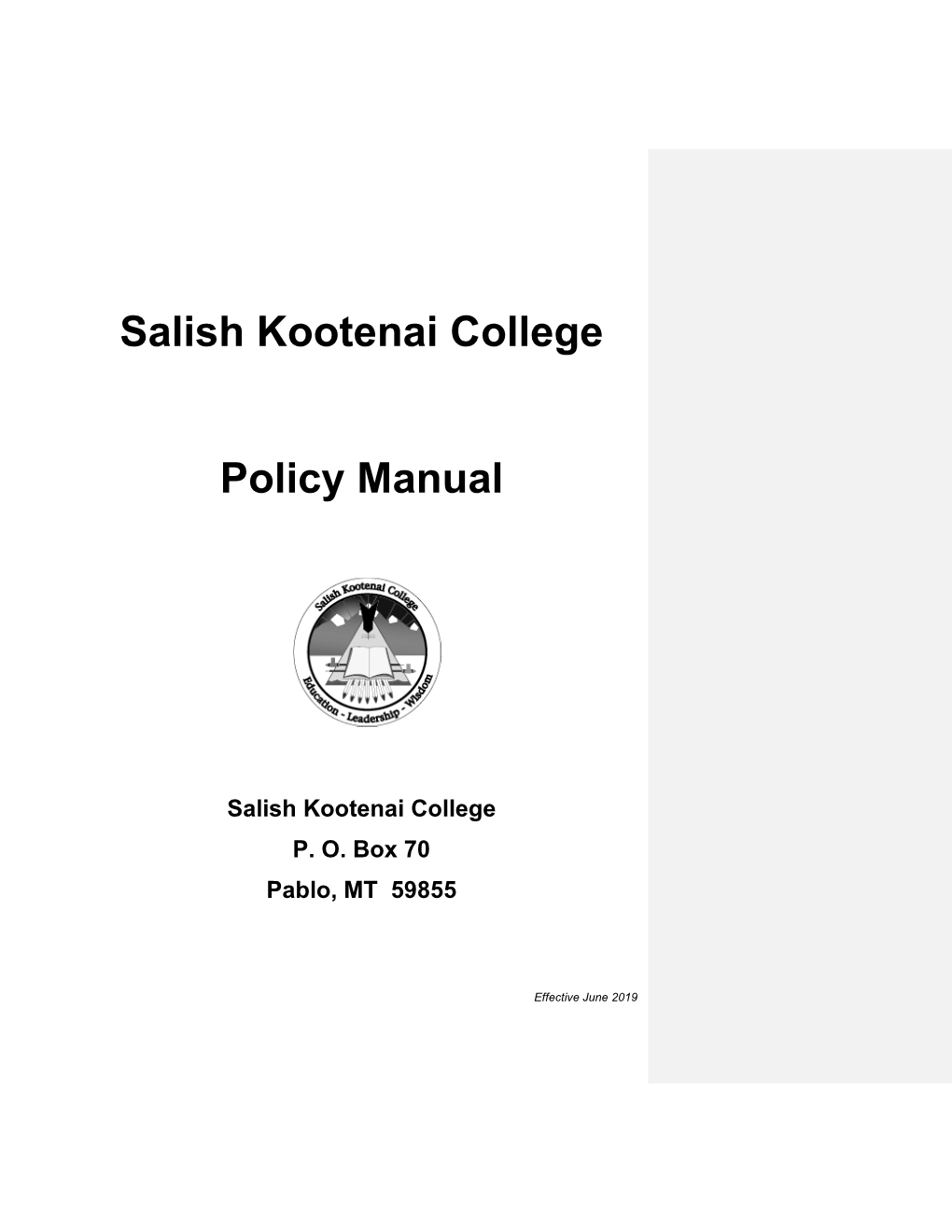 Salish Kootenai College Policy Manual