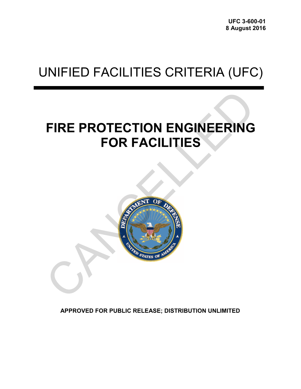 UFC 3-600-01 Fire Protection Engineering for Facilities