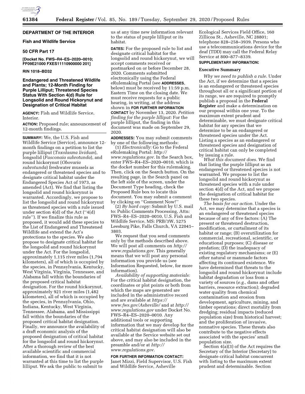 Federal Register/Vol. 85, No. 189/Tuesday, September 29, 2020