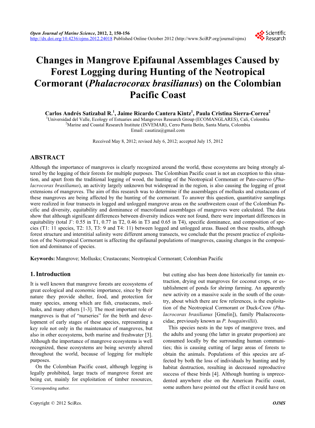 Changes in Mangrove Epifaunal Assemblages Caused by Forest