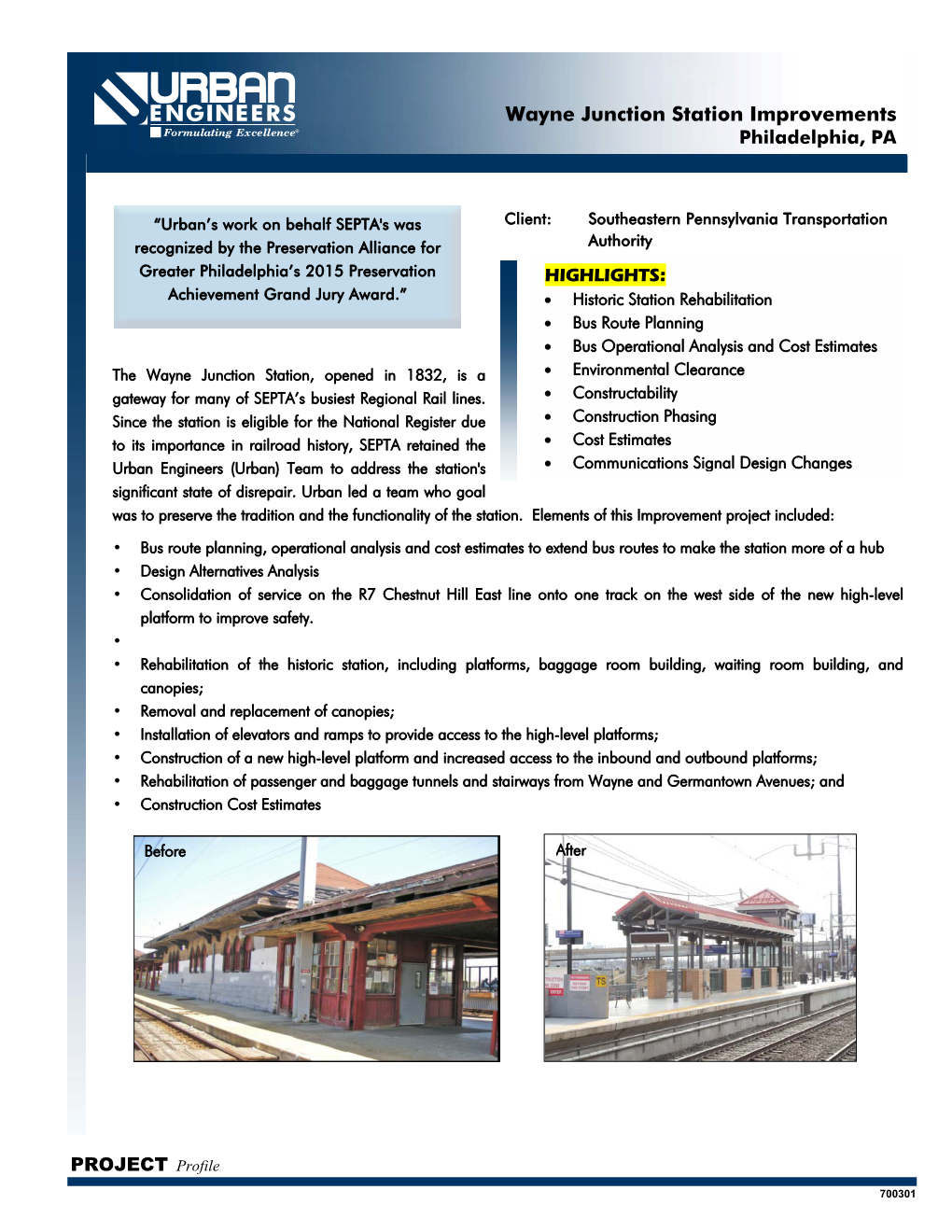 Wayne Junction Station Improvements ® Philadelphia, PA