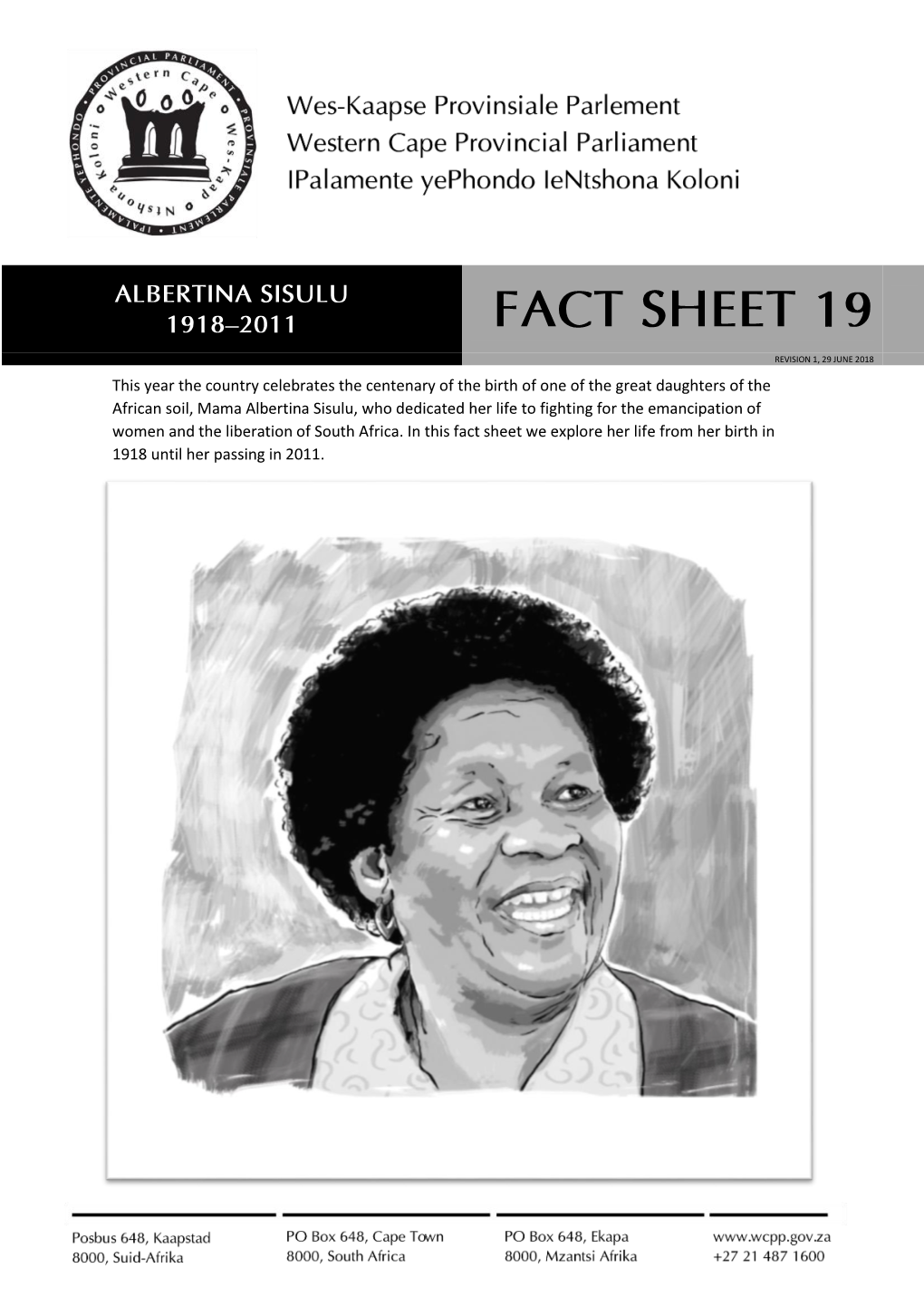 Fact Sheet 19: Albertina Sisulu(Link Is External)