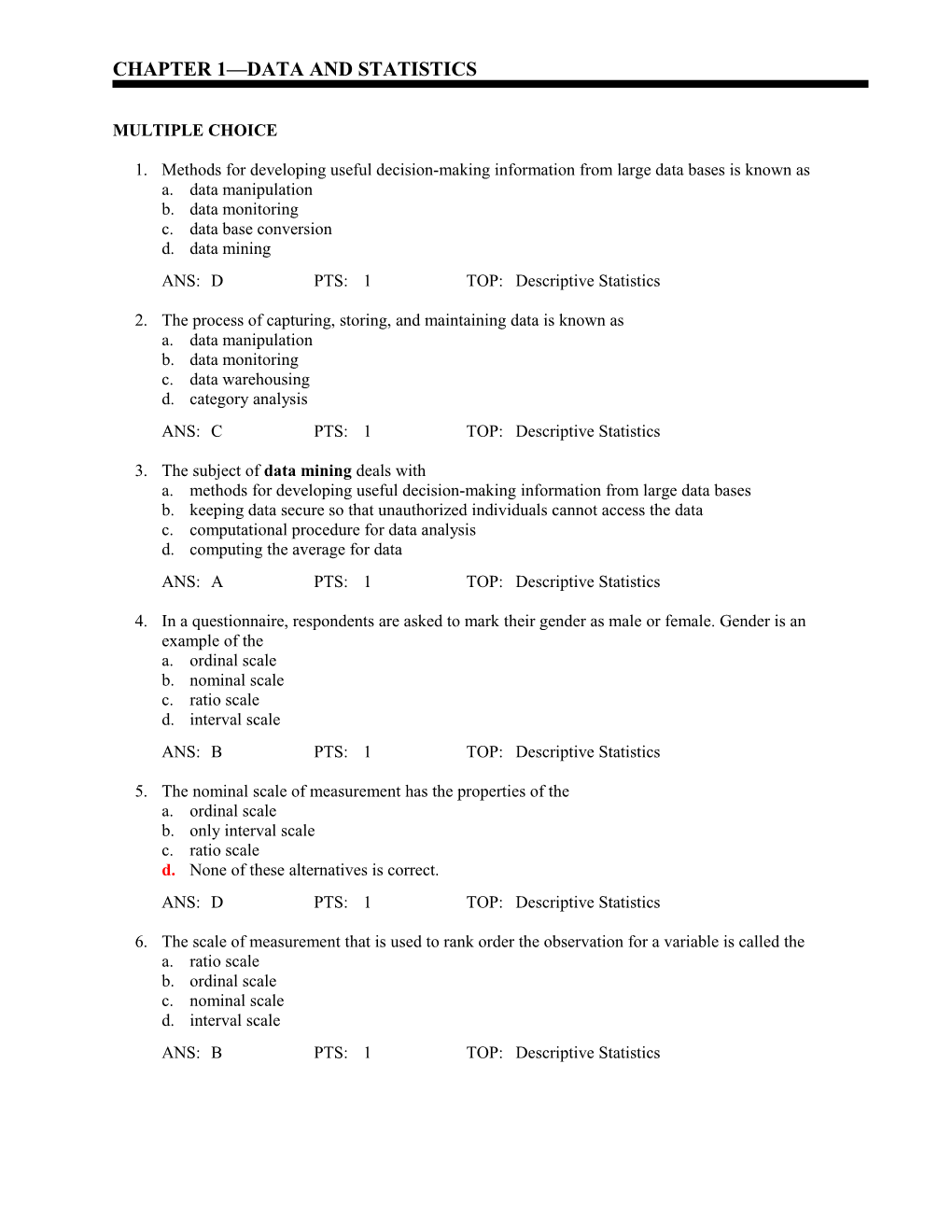 Chapter 1 Data and Statistics