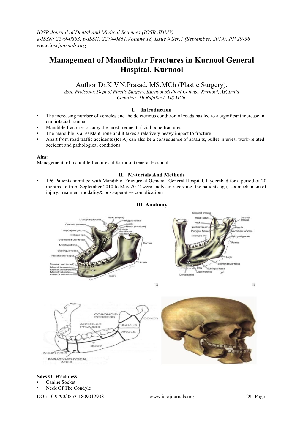 Management of Mandibular Fractures in Kurnool General Hospital, Kurnool