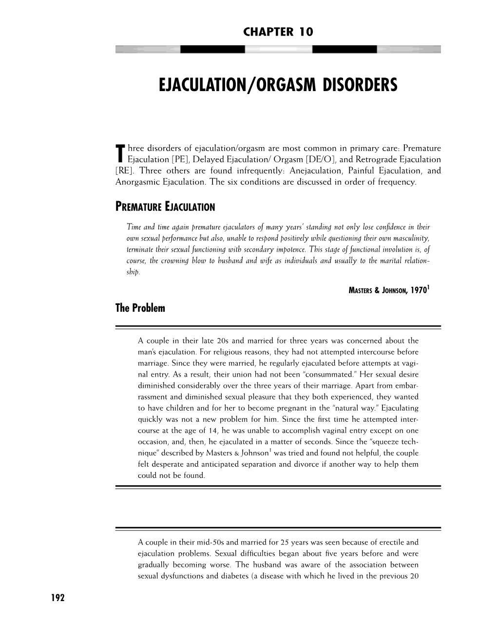 Three Disorders of Ejaculation/Orgasm Are Most Common in Primary Care