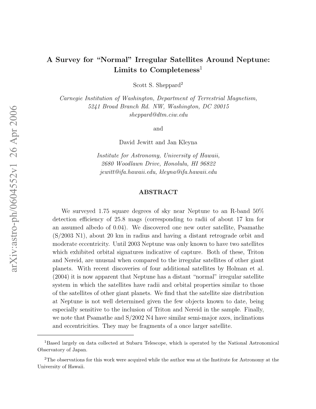 A Survey For" Normal" Irregular Satellites Around Neptune: Limits To