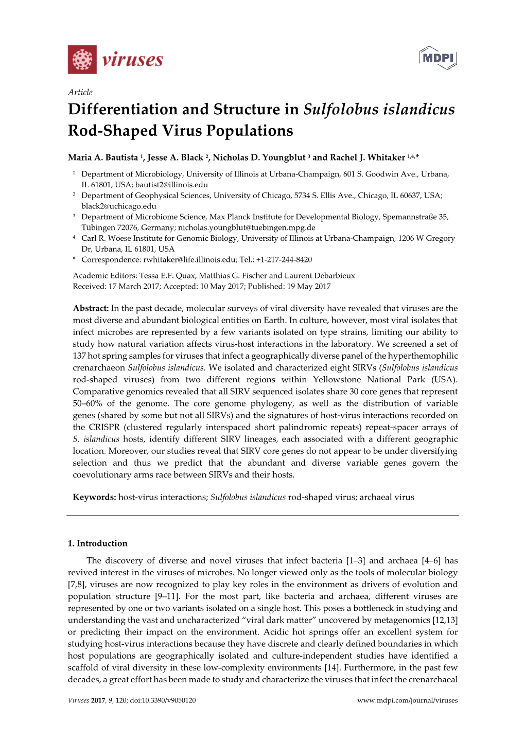 Differentiation and Structure in Sulfolobus Islandicus Rod-Shaped Virus Populations