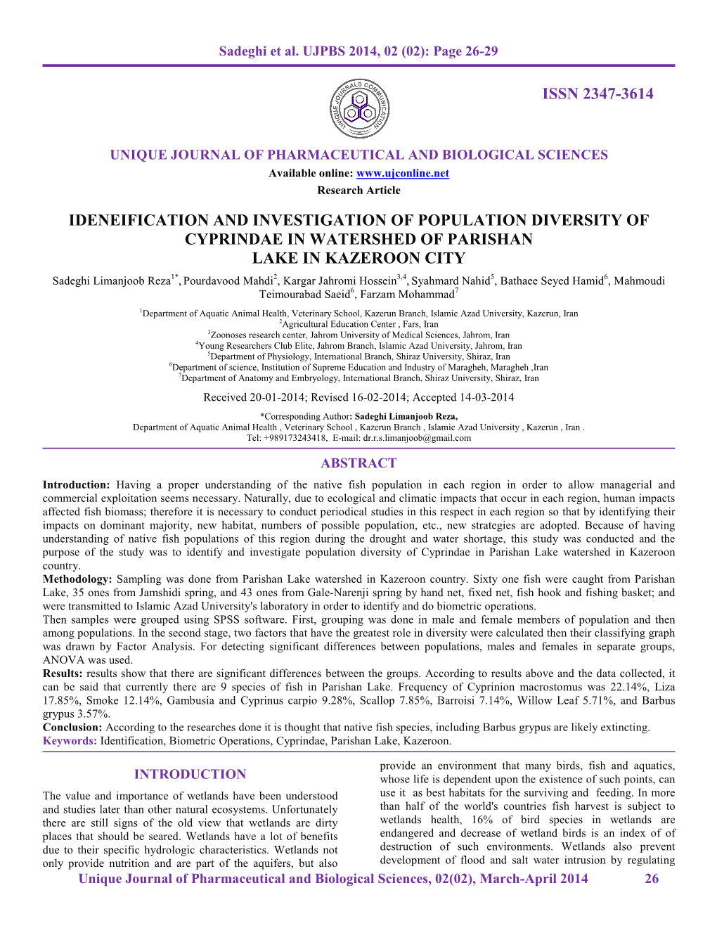 In Vitro Ideneification and Investigation of Population Diversity of Cyprindae