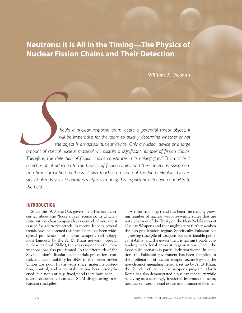 Neutrons: It Is All in the Timing—The Physics of Nuclear Fission Chains and Their Detection