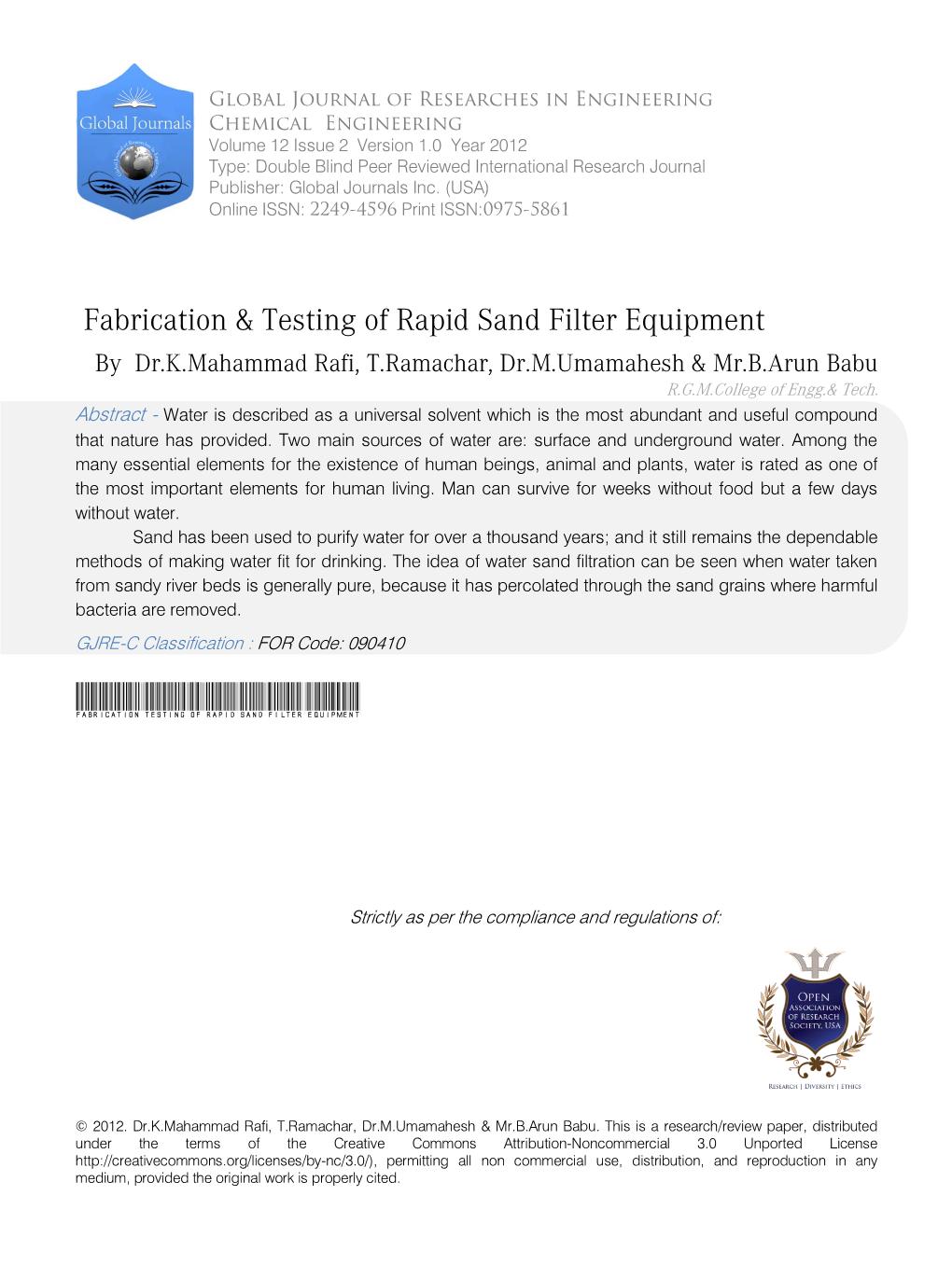 Fabrication Testing of Rapid Sand Filter Equipment