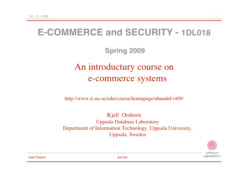 1DL018 an Introductury Course on E-Commerce Systems