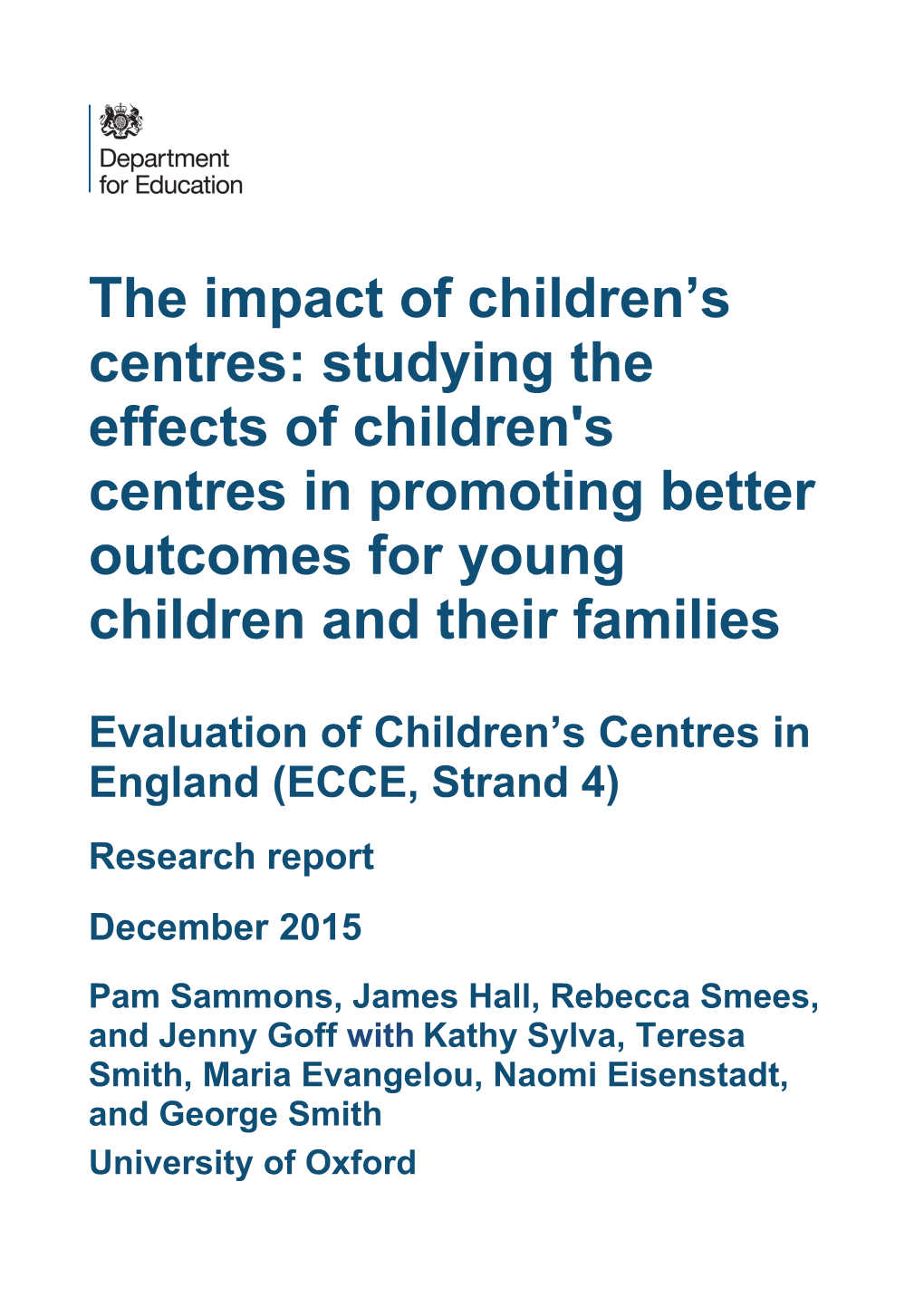 The Impact of Children's Centres