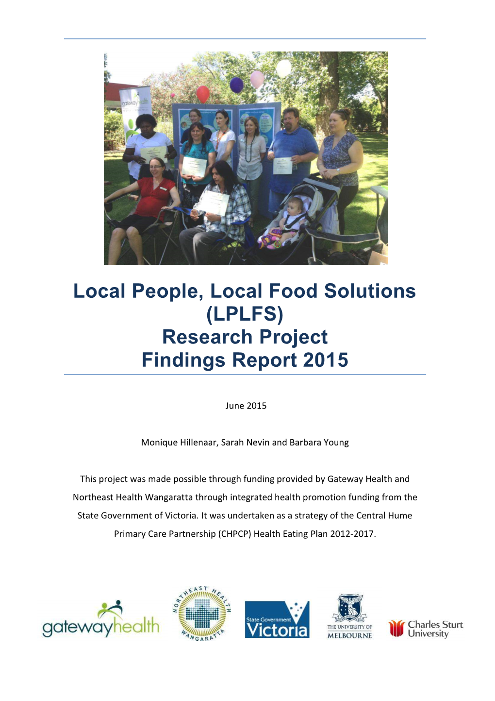 Local People, Local Food Solutions (LPLFS) Research Project Findings Report 2015