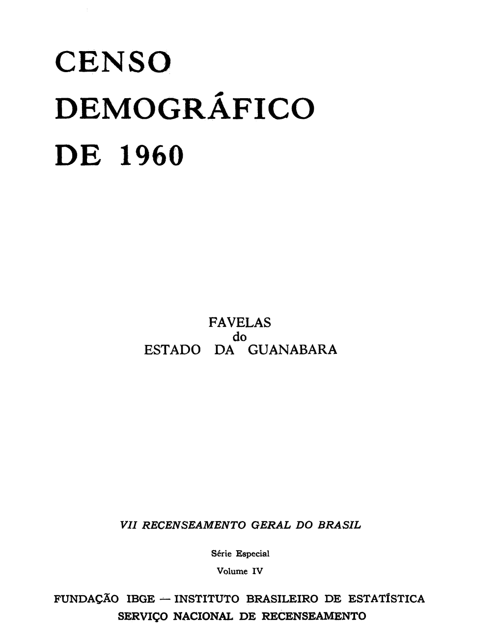 Censo Demográfico De 1960