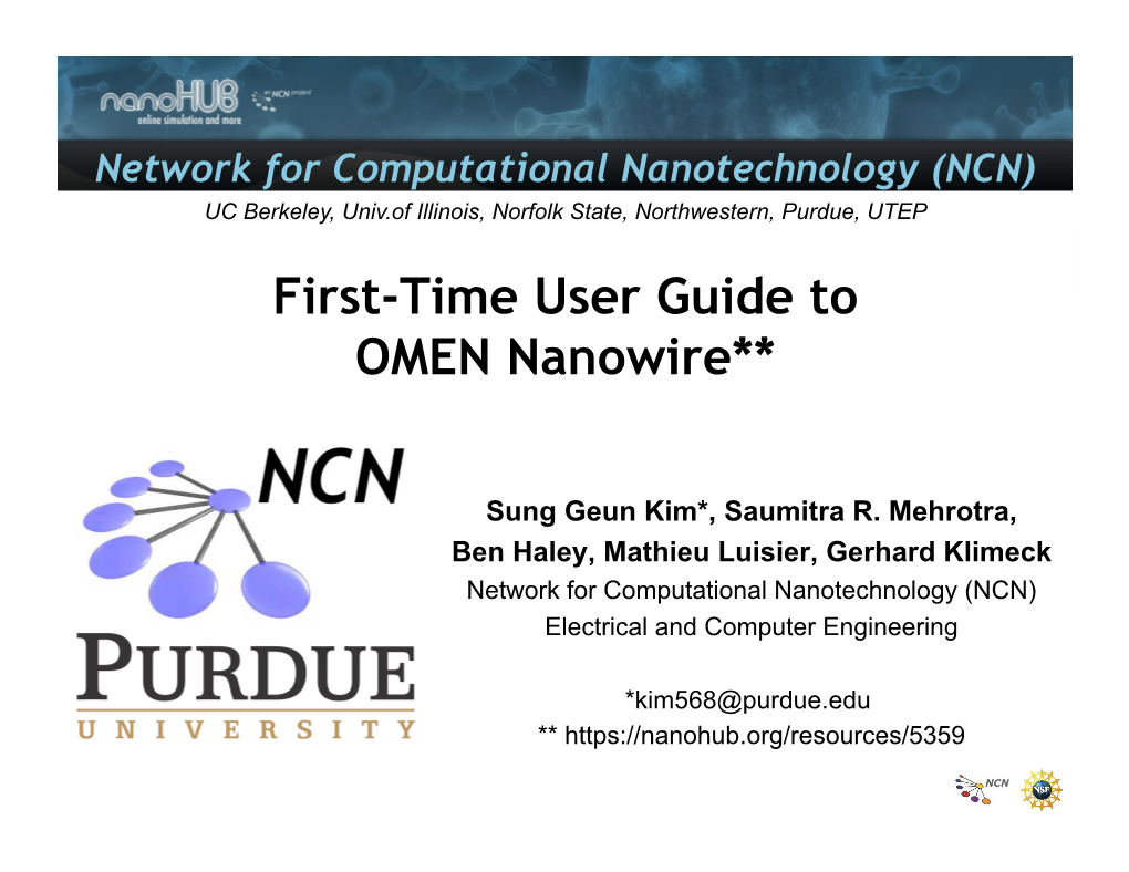 First-Time User Guide to OMEN Nanowire**