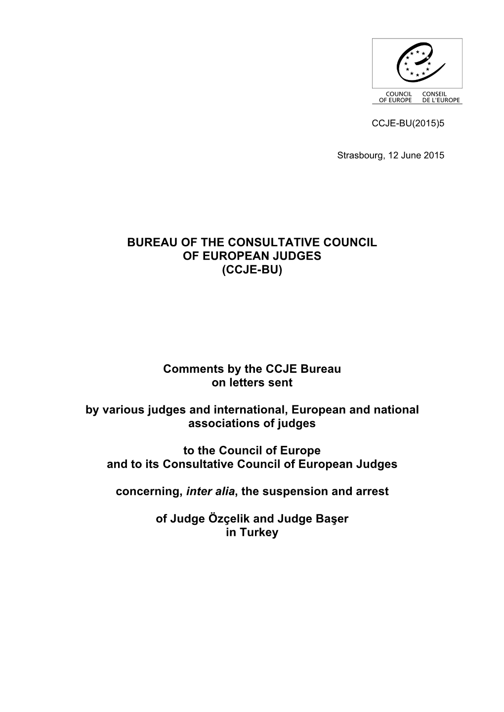 Bureau of the Consultative Council of European Judges (Ccje-Bu)