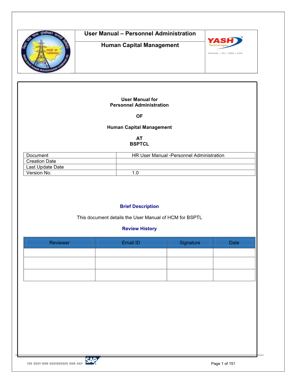 User Manual – Personnel Administration Human Capital Management