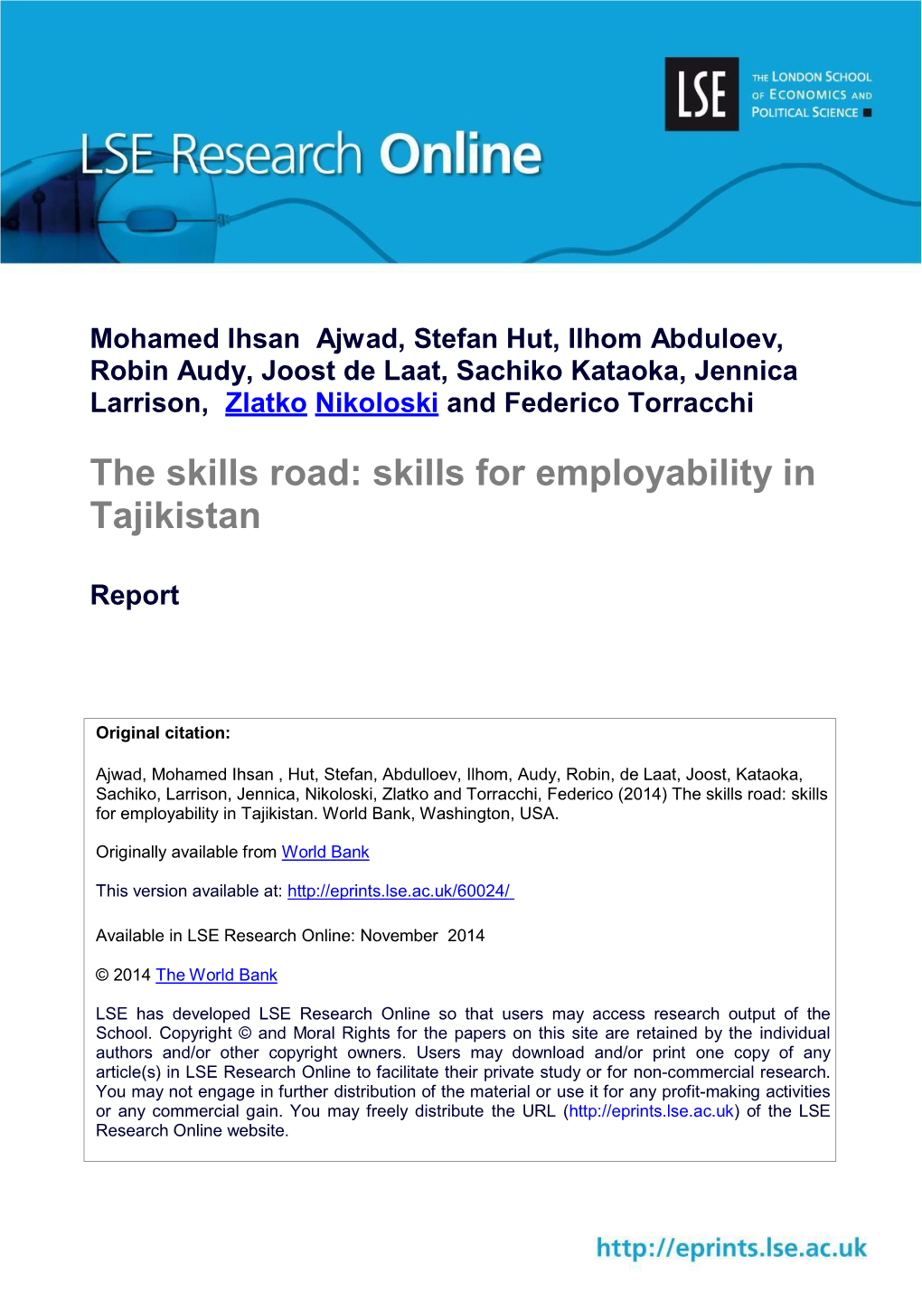The Skills Road: Skills for Employability in Tajikistan