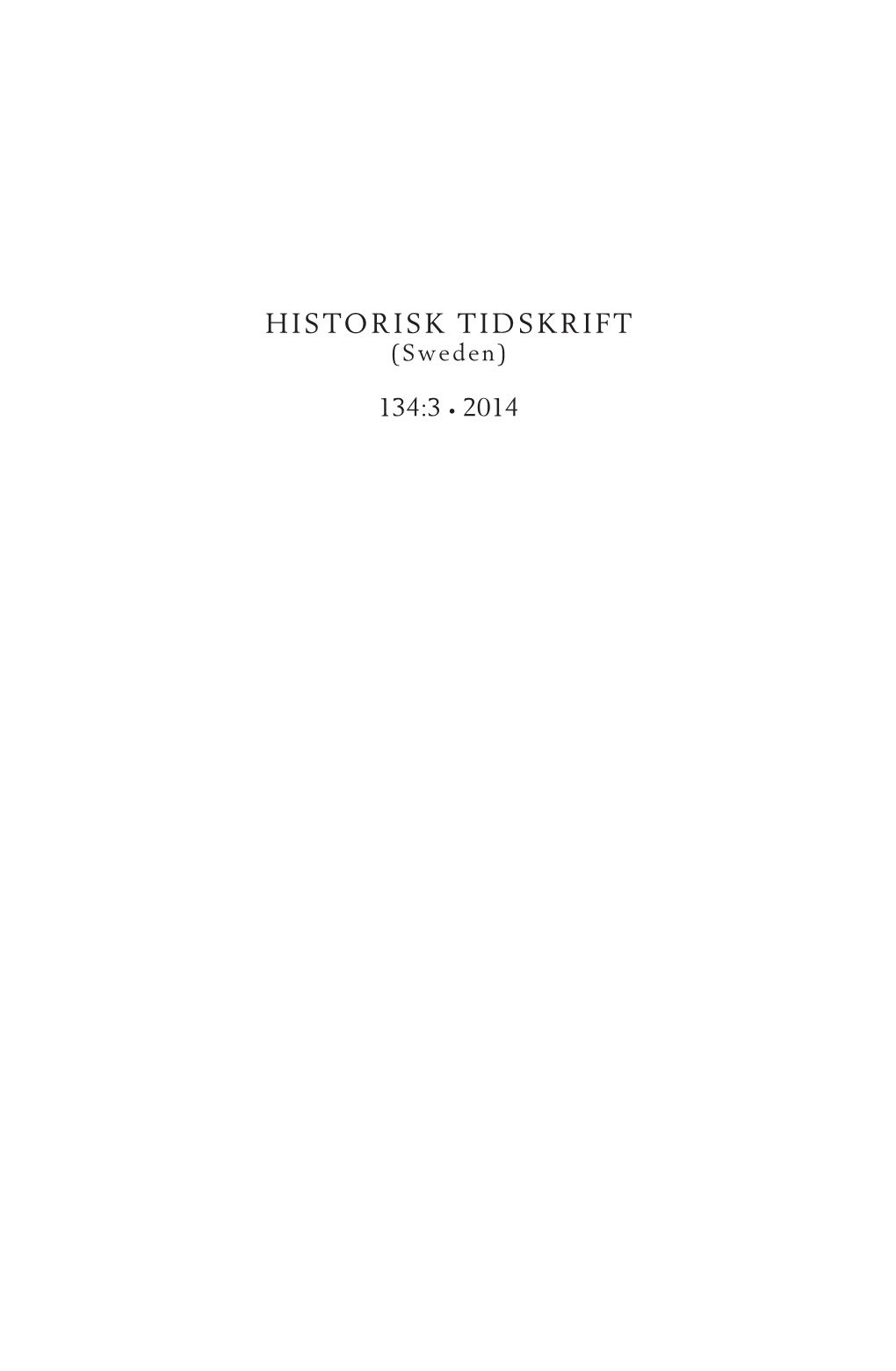 HISTORISK TIDSKRIFT (Sweden)