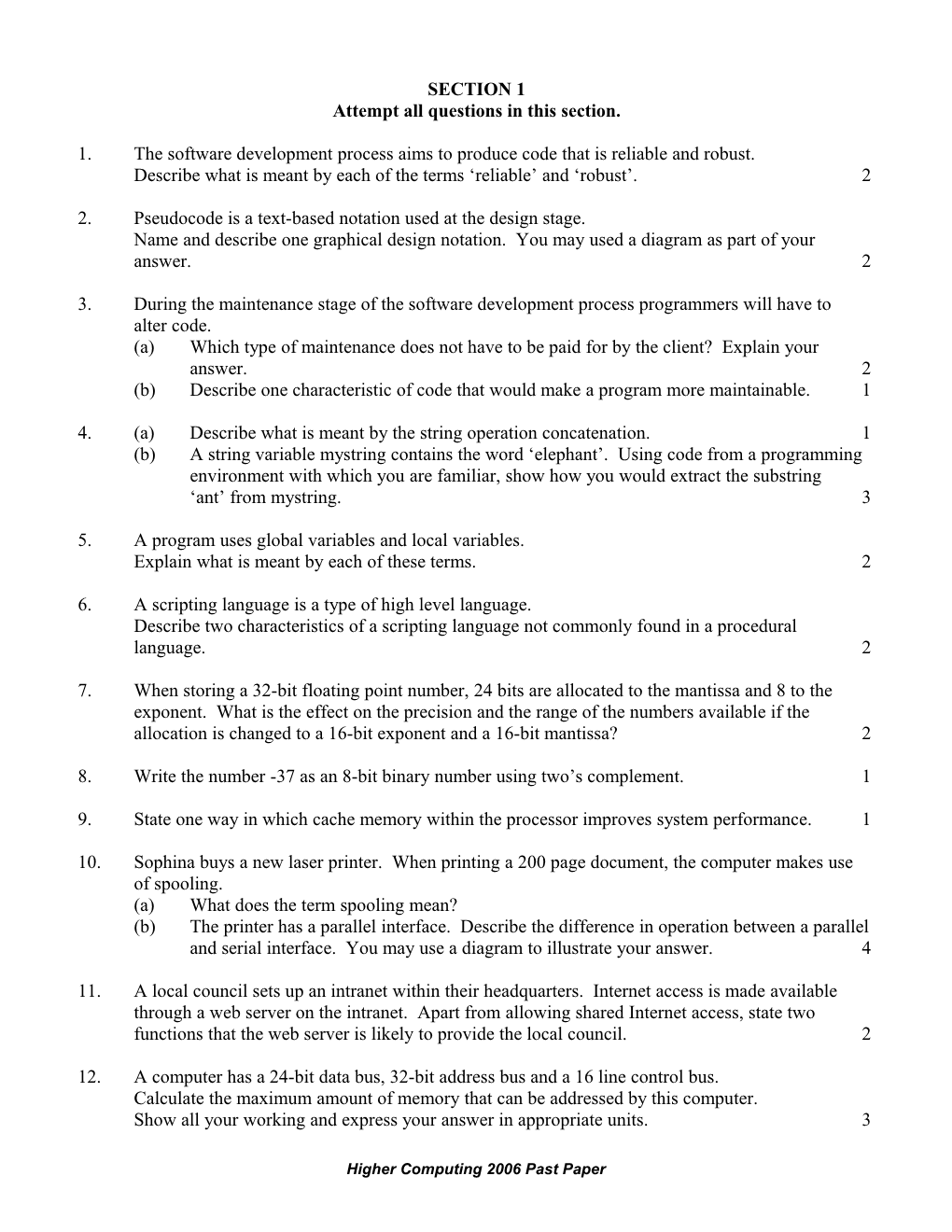 Attempt All Questions in This Section