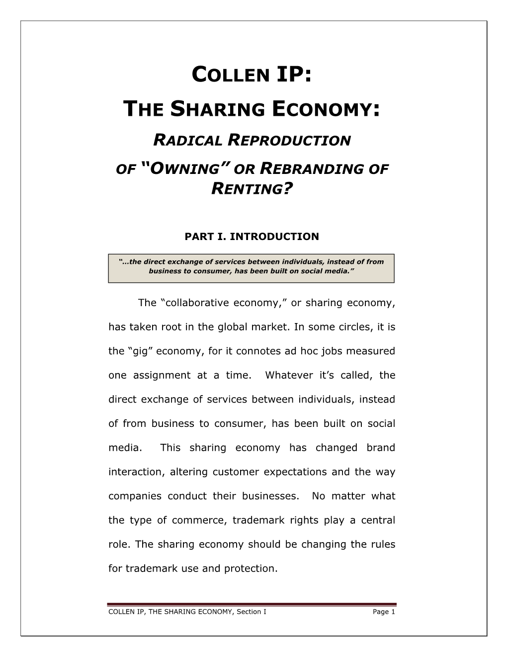 Collen IP the Sharing Economy