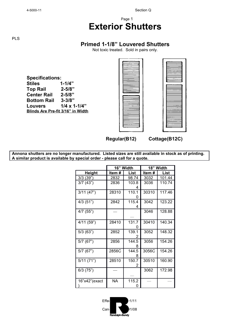 Primed 1-1/8 Louvered Shutters