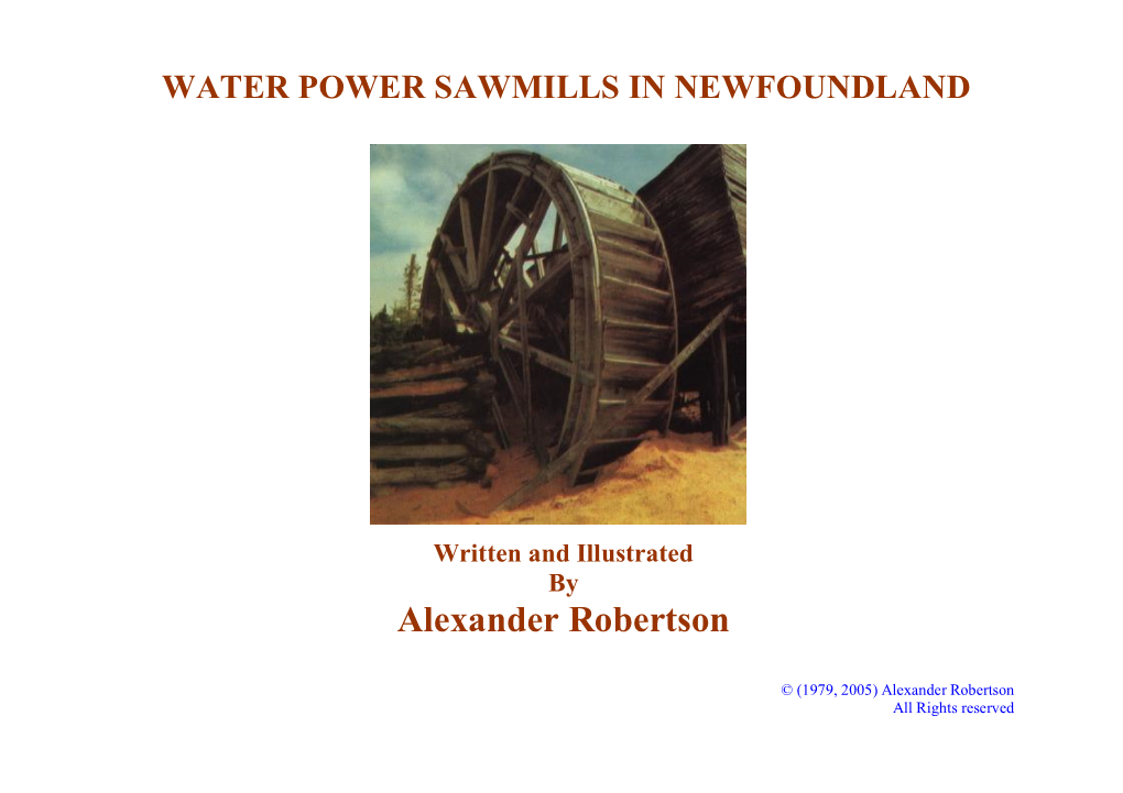 Water Power Sawmills in Newfoundland