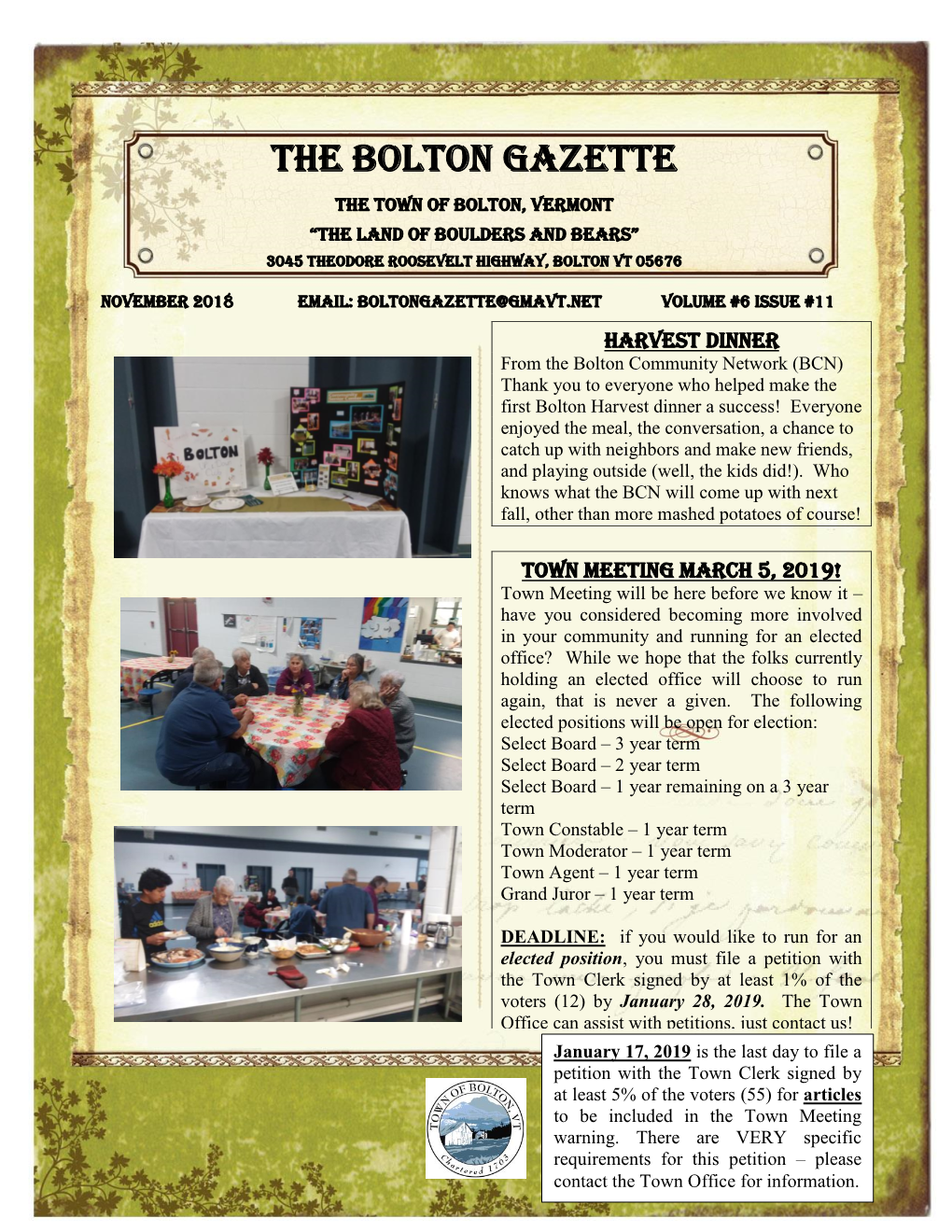 November 2018 Gazette