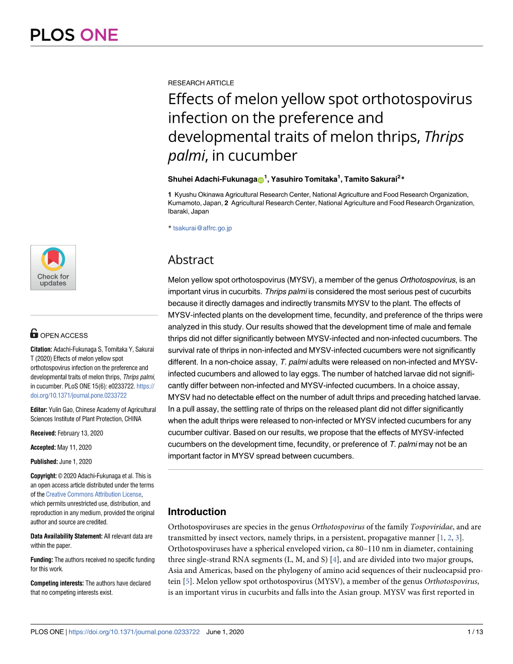 Effects of Melon Yellow Spot Orthotospovirus Infection on the Preference and Developmental Traits of Melon Thrips, Thrips Palmi, in Cucumber