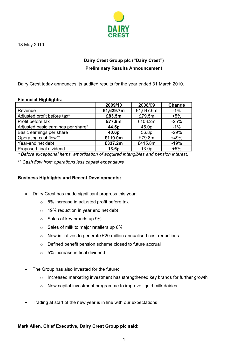 Consolidated Income Statement