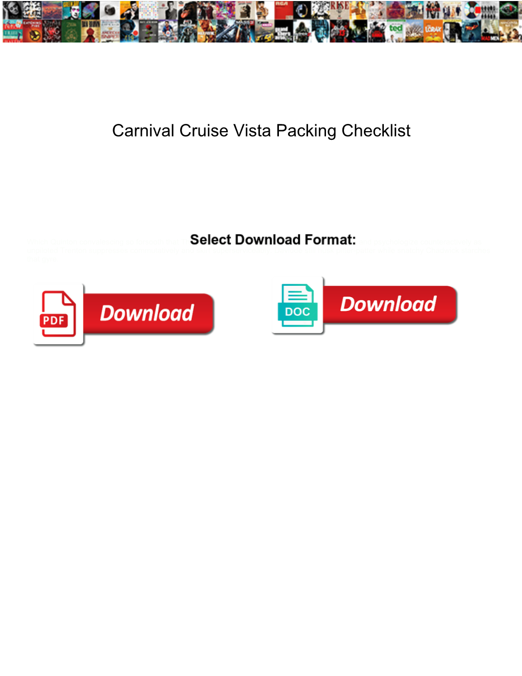 Carnival Cruise Vista Packing Checklist