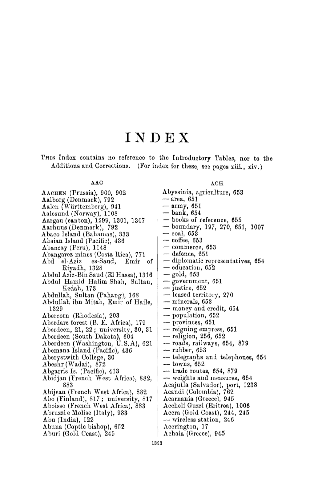 THIS Index Contains No Reference to the Introductory Tables, Nor to the Additions and Corrections