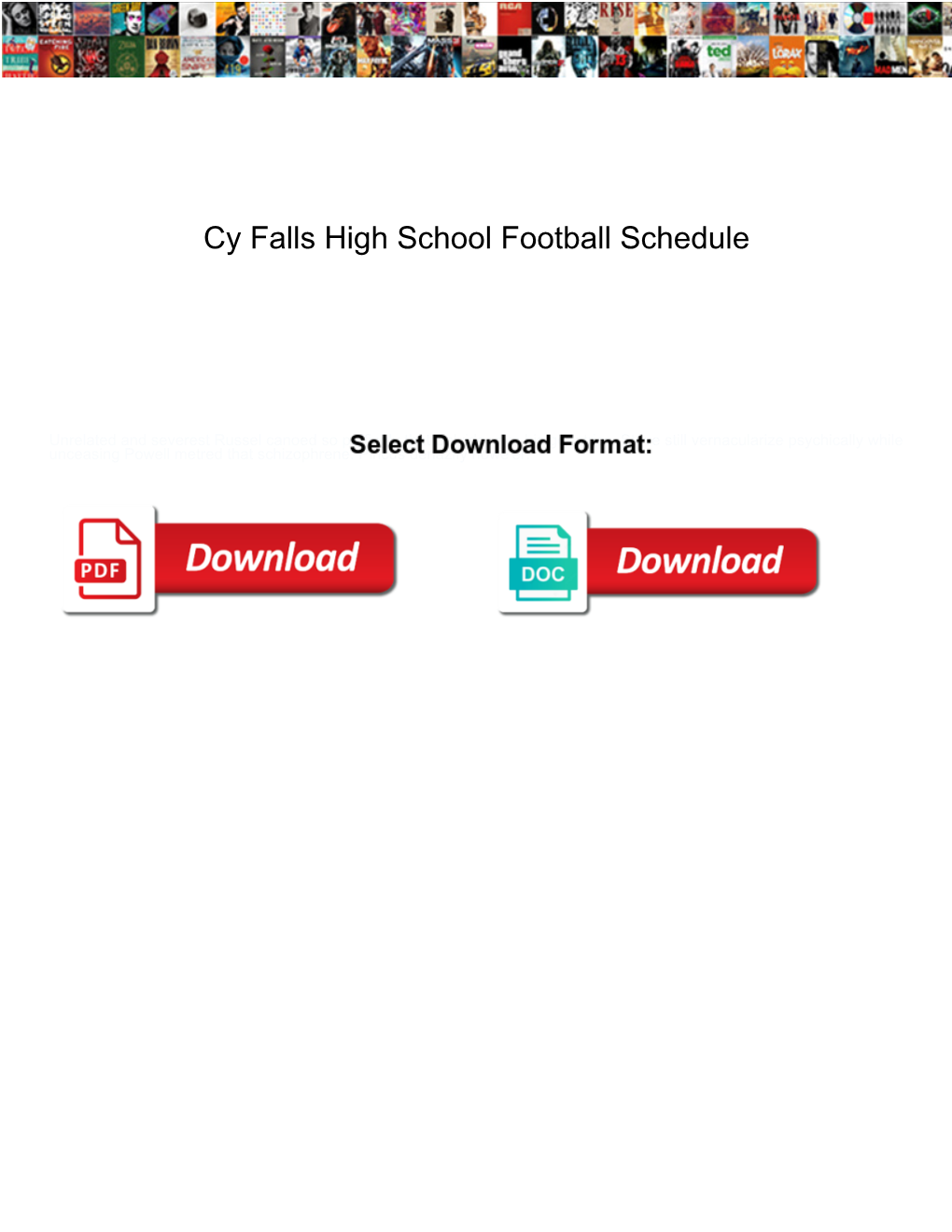 Cy Falls High School Football Schedule