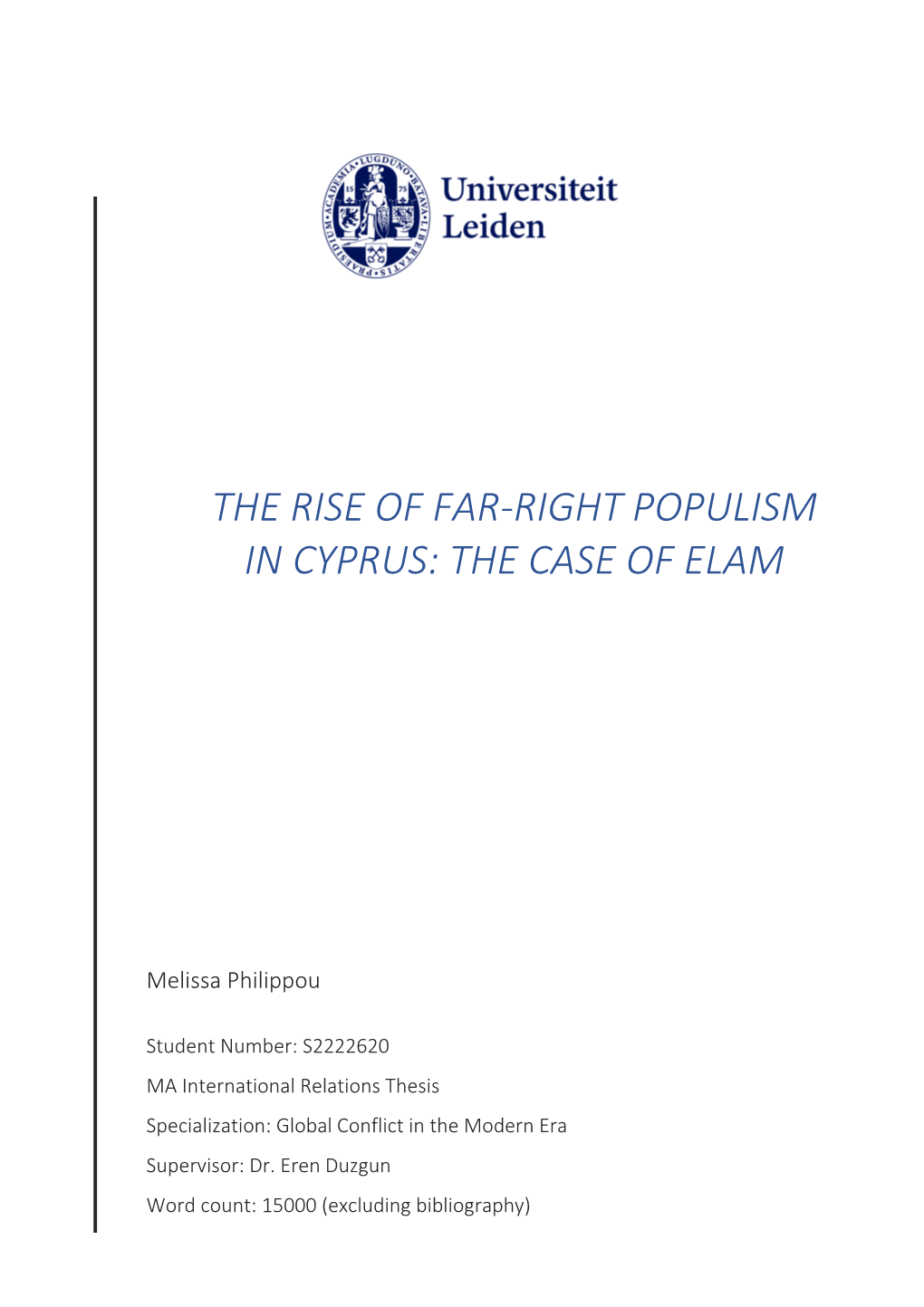 The Rise of Far-Right Populism in Cyprus: the Case of Elam