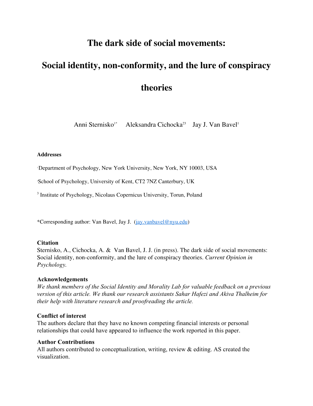 Social Identity, Non-Conformity, and the Lure of Conspiracy