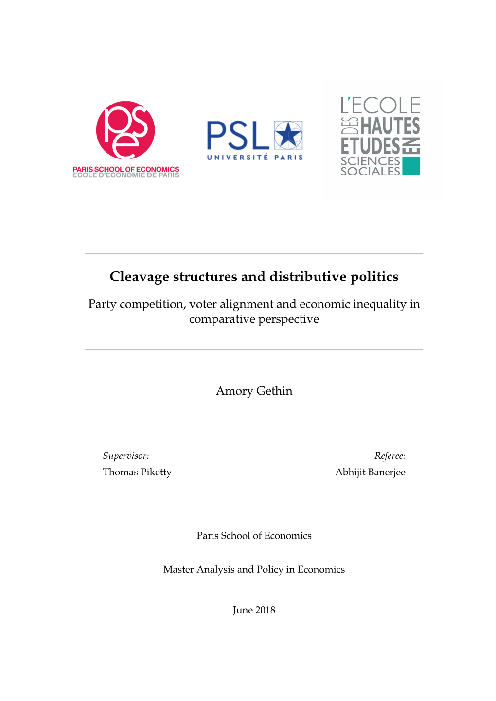 Cleavage Structures and Distributive Politics