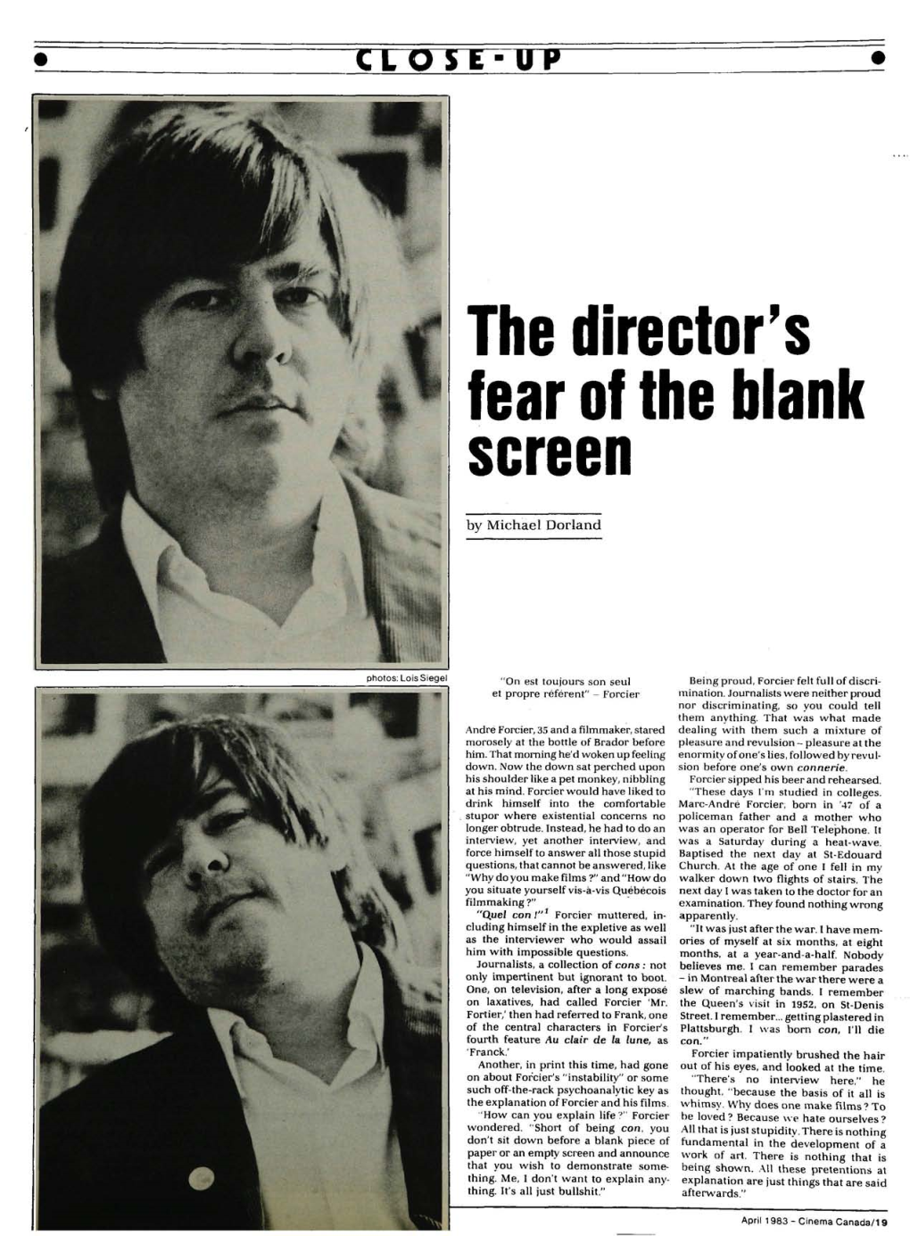 The Director's Fear of the Blank Screen