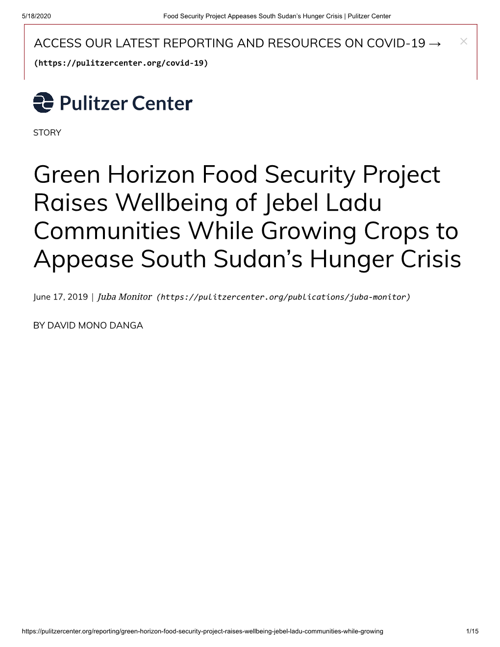 Green Horizon Food Security Project Raises Wellbeing of Jebel Ladu Communities While Growing Crops to Appease South Sudan’S Hunger Crisis